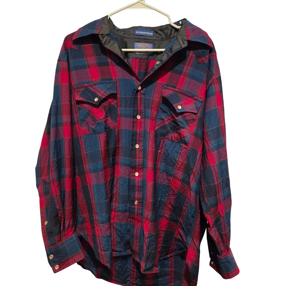 Vintage Pendleton Wool Western Pearl Snap Plaid Shirt - Large